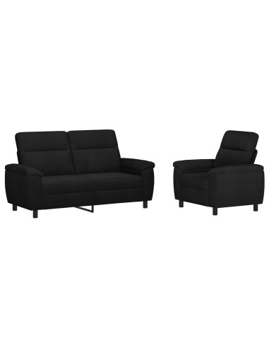 Set di divani 2 pcs Nero Tessuto