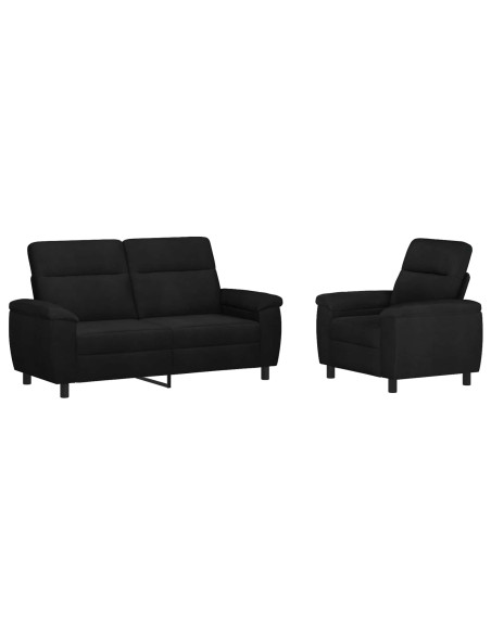 Set di divani 2 pcs Nero Tessuto