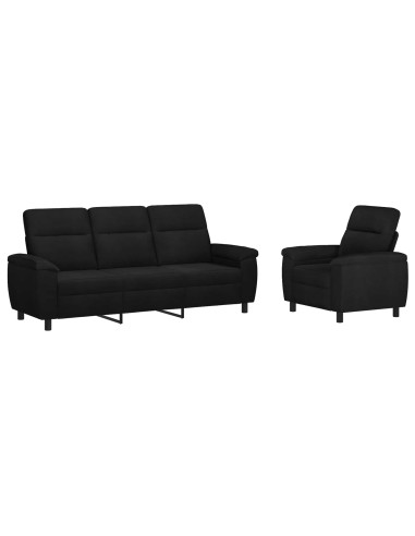 Set di divani 2 pcs Nero Tessuto