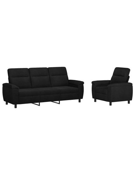 Set di divani 2 pcs Nero Tessuto