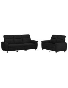 Set di divani 2 pcs Nero Tessuto 2