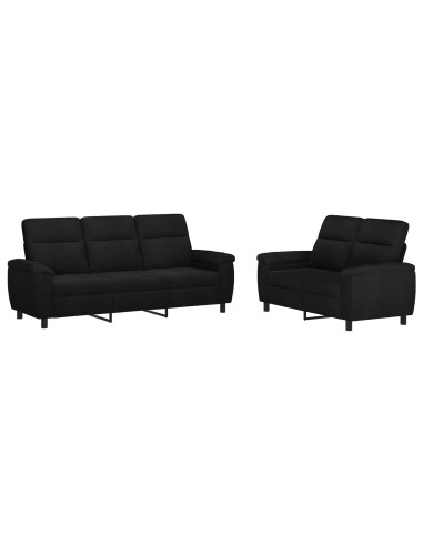 Set di divani 2 pcs Nero Tessuto