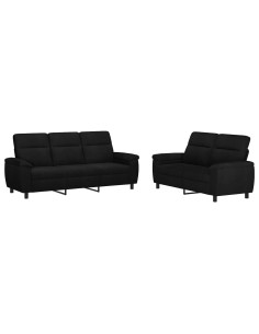 Set di divani 2 pcs Nero Tessuto 2