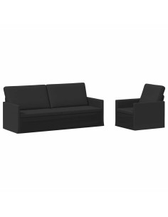 Set di divani 2 pcs Nero Tessuto 2