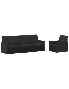 Set di divani 2 pcs Nero Tessuto 2
