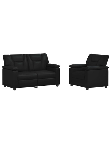 Set di divani 2 pcs Nero Similpelle