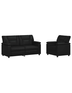 Set di divani 2 pcs Nero Similpelle 2