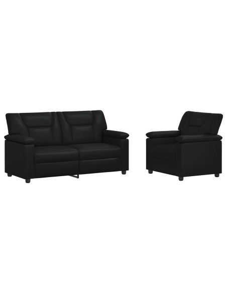 Set di divani 2 pcs Nero Similpelle