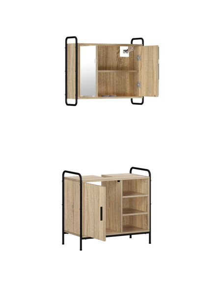 Set di Armadi da Bagno 2 pz Rovere Sonoma 65,5 x 34 x 61 cm