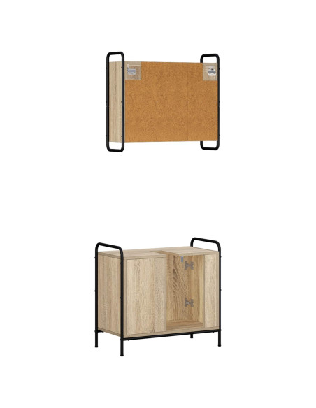 Set di Armadi da Bagno 2 pz Rovere Sonoma 65,5 x 34 x 61 cm