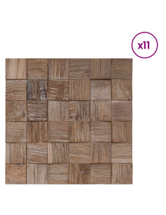 Pannello da Parete 11 pz Naturale 30 x 30 x 2 cm 2