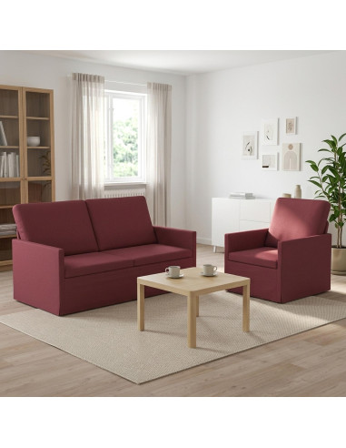 Set di divani 2 pcs Rosso Vino Tessuto