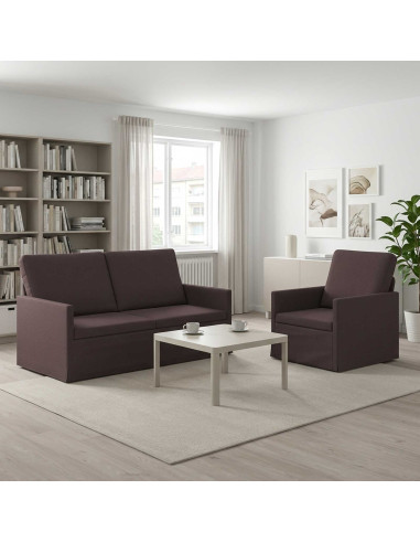 Set di divani 2 pcs Marrone Scuro Tessuto