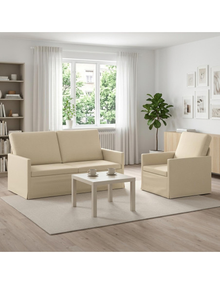 Set di divani 2 pcs Crema Tessuto