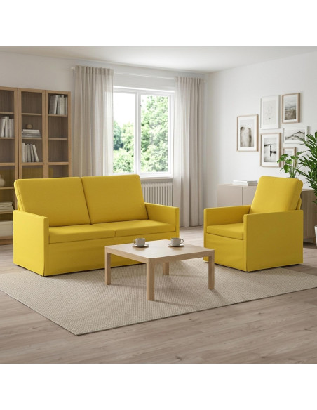 Set di divani 2 pz Giallo Chiaro Tessuto