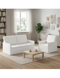 Set di divani 2 pcs Bianco Tessuto