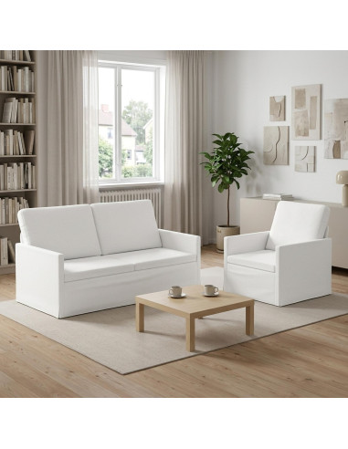 Set di divani 2 pcs Bianco Tessuto