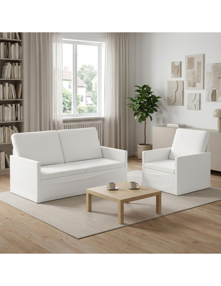 Set di divani 2 pcs Bianco Tessuto