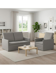 Set di divani 2 pcs Grigio Chiaro Velluto (V)