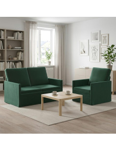 Set di divani 2 pcs Verde Scuro Velluto (V)