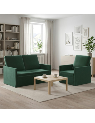 Set di divani 2 pcs Verde Scuro Velluto (V)