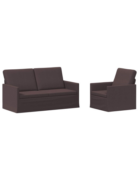 Set di divani 2 pcs Marrone Scuro Tessuto
