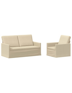 Set di divani 2 pcs Crema Tessuto 2
