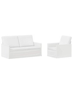 Set di divani 2 pcs Bianco Tessuto 2