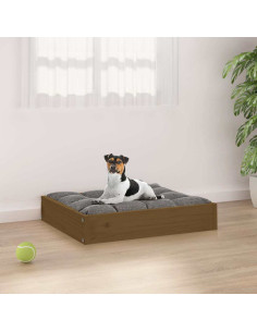 Cuccia per Cani Ambrata 51,5x44x9 cm in Legno Massello di Pino