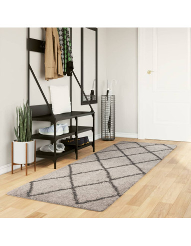 Tappeto Shaggy PAMPLONA a Pelo Lungo Beige e Antracite 80x250cm