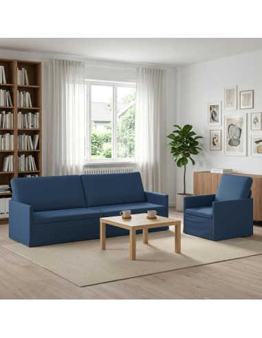 Set di divani 2 pcs Blu Tessuto