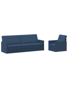 Set di divani 2 pcs Blu Tessuto 2