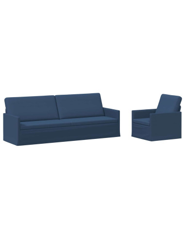 Set di divani 2 pcs Blu Tessuto