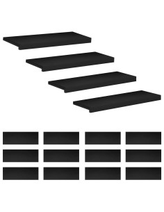Tappeti per scale 16 pz 70 x 30 x 2 cm Nero 2
