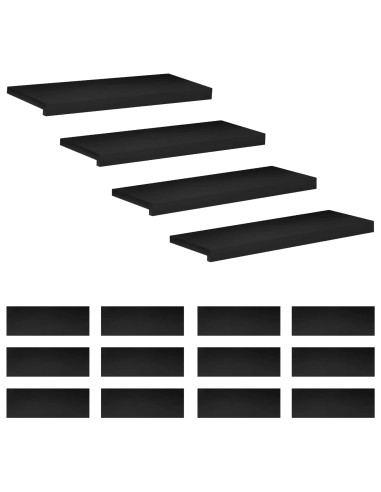 Tappeti per scale 16 pz 70 x 30 x 2 cm Nero