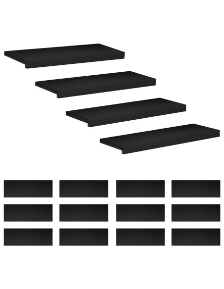 Tappeti per scale 16 pz 70 x 30 x 2 cm Nero