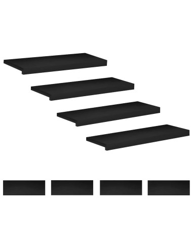 Tappeti per scale 8 pz 70 x 30 x 2 cm Nero