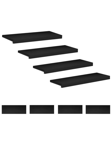 Tappeti per scale 8 pz 70 x 30 x 2 cm Nero