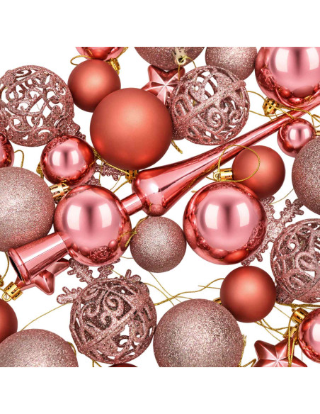 Set di Palline di Natale 111 pz Rosa antico 6 cm Polistirolo