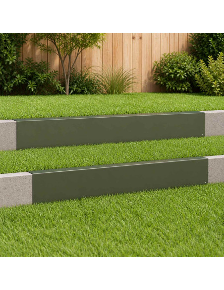 Profilo di copertura per giardino 2 pz 100 x 5 x 15 cm Acciaio