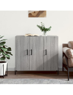 Credenza Grigio Sonoma 90x34x80 cm in Legno Multistrato