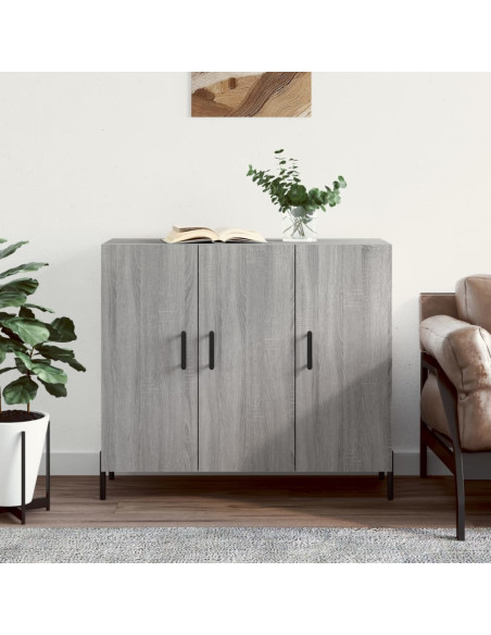 Credenza Grigio Sonoma 90x34x80 cm in Legno Multistrato
