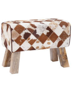 panca 60 x 30 x 45 cm Pelle Vera Marrone Patchwork 2