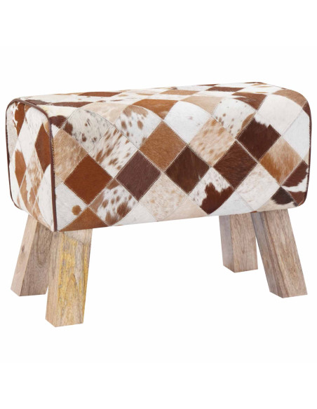 panca 60 x 30 x 45 cm Pelle Vera Marrone Patchwork