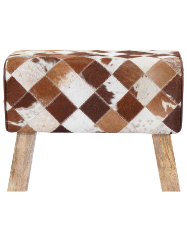 panca 60 x 30 x 45 cm Pelle Vera Marrone Patchwork