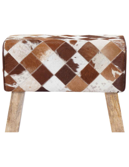 panca 60 x 30 x 45 cm Pelle Vera Marrone Patchwork