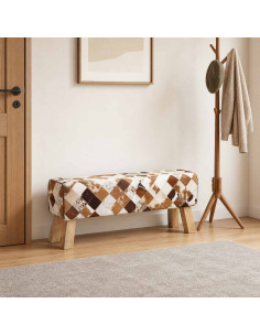 panchina 110 x 30 x 45 cm Pelle Vera Marrone Patchwork