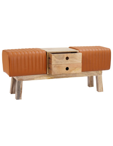 panchina 110 x 30 x 45 cm Pelle Vera Marrone