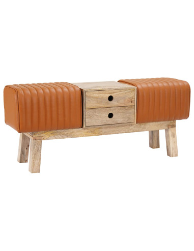 panchina 110 x 30 x 45 cm Pelle Vera Marrone