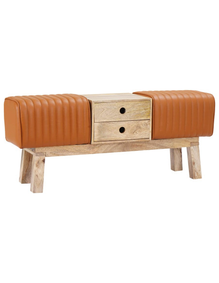 panchina 110 x 30 x 45 cm Pelle Vera Marrone
